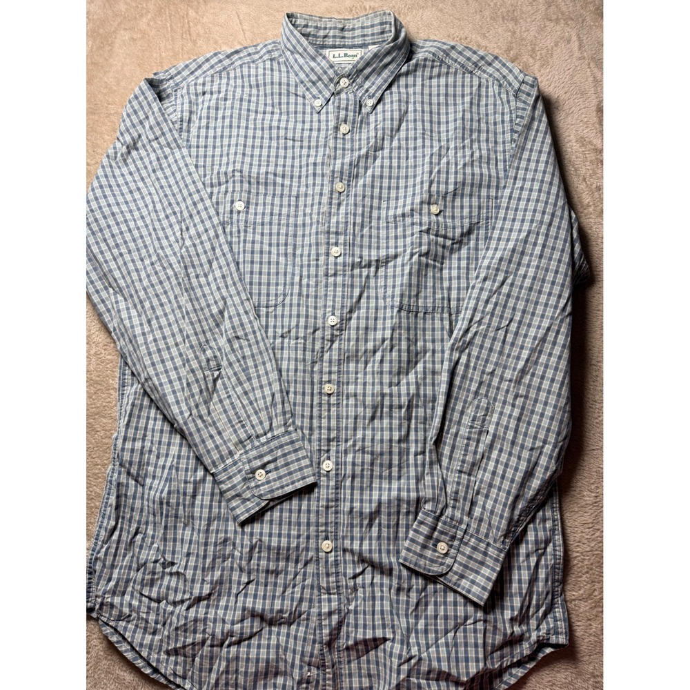 LL Bean Mens Medium Tall Plaid Button Down Shirt Long Sleeve Classic Cabincore